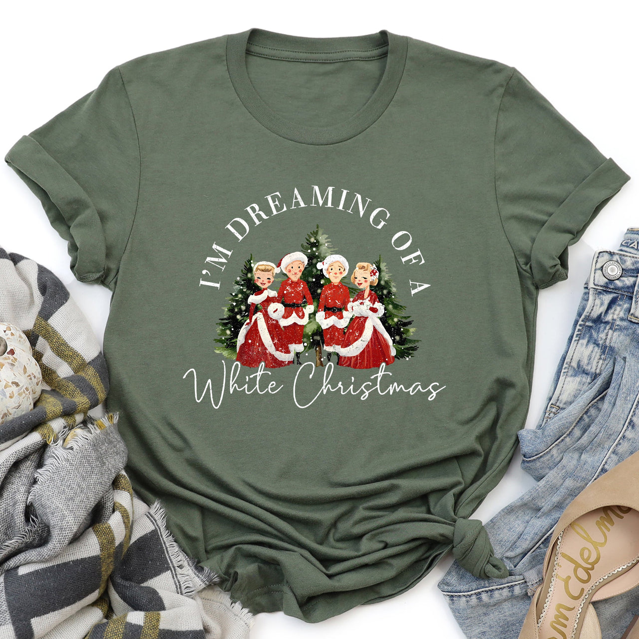 I'm Dreaming Of A White Christmas Movie Classic Musical Film Theme Vintage Inspired Graphic Tee