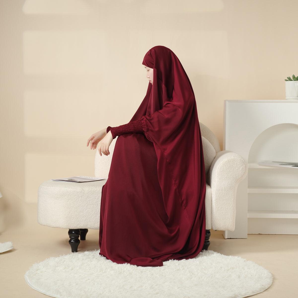MJ006 Scrunchie Cuff Satin Fabric 1-piece Jilbab