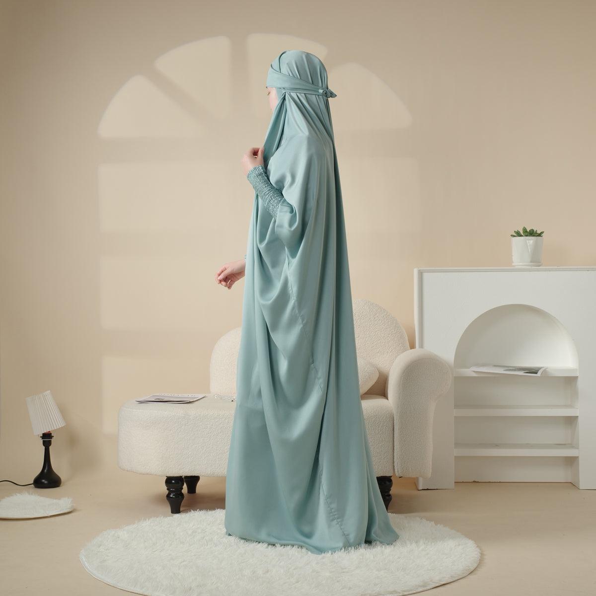 MJ006 Scrunchie Cuff Satin Fabric 1-piece Jilbab