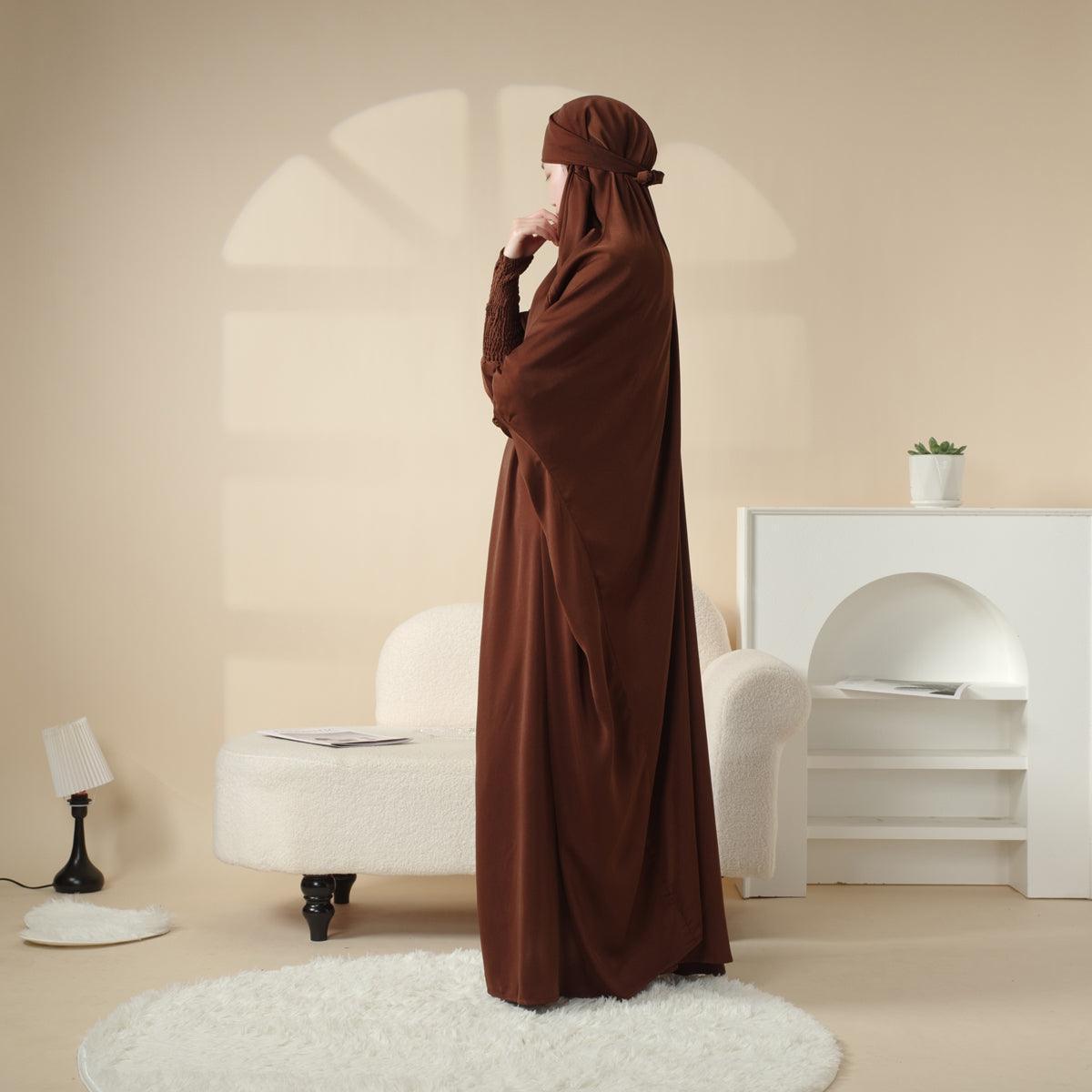 MJ006 Scrunchie Cuff Satin Fabric 1-piece Jilbab