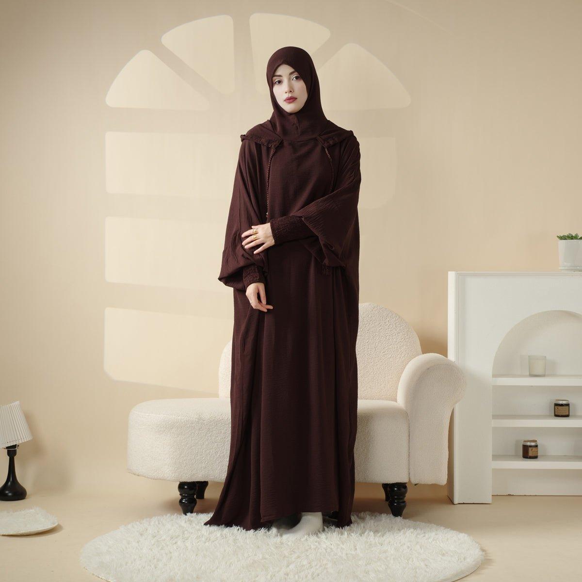 Solid Stylish Jilbab With A Hood | Crepe Jilbab With Attached Hood (MJ015)