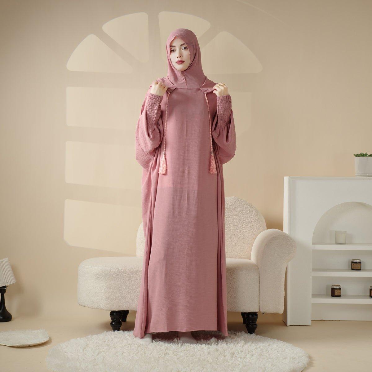 Solid Stylish Jilbab With A Hood | Crepe Jilbab With Attached Hood (MJ015)