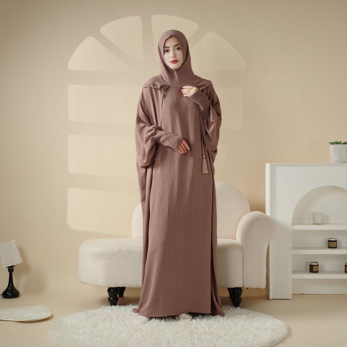 Solid Stylish Jilbab With A Hood | Crepe Jilbab With Attached Hood (MJ015)