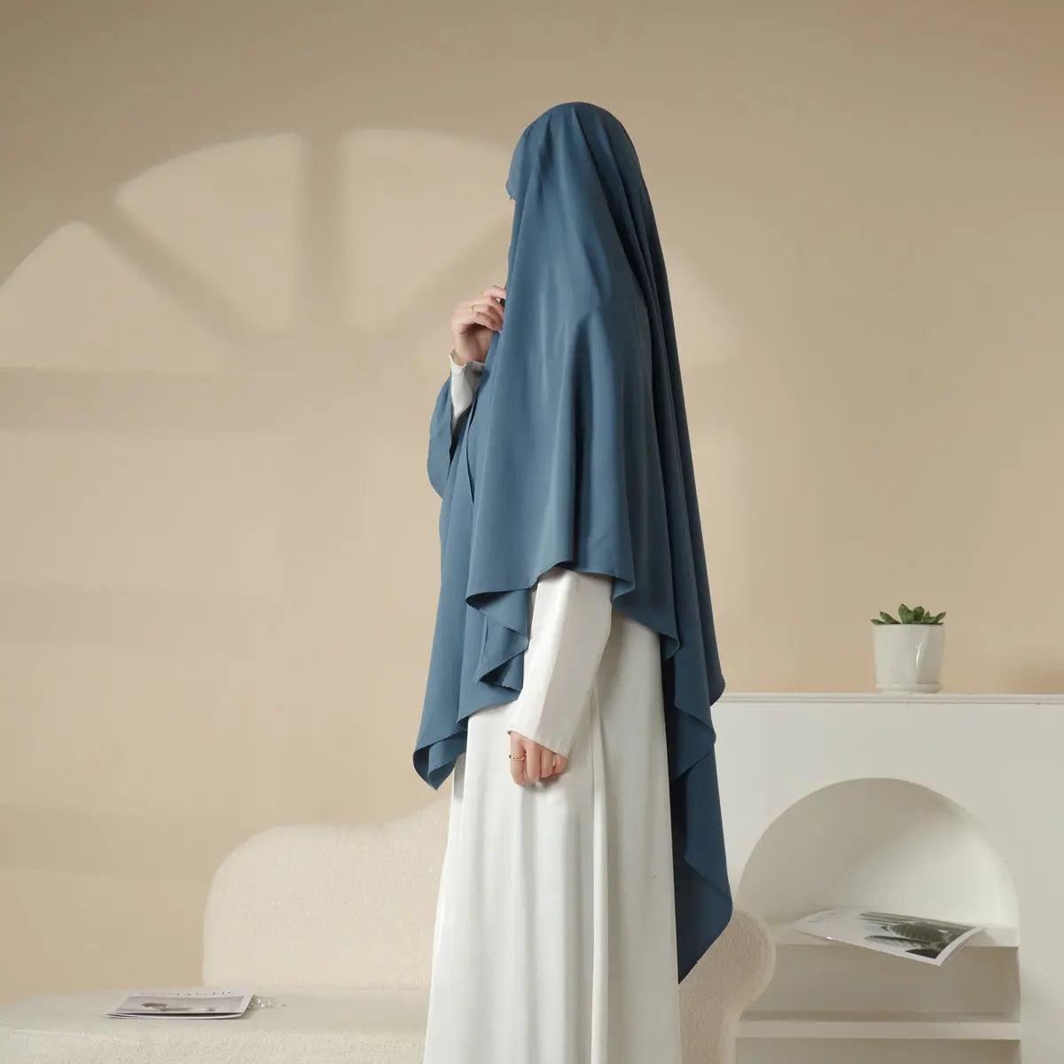 MK001 Niqab Attached 1-Layer Nida Plain Khimar