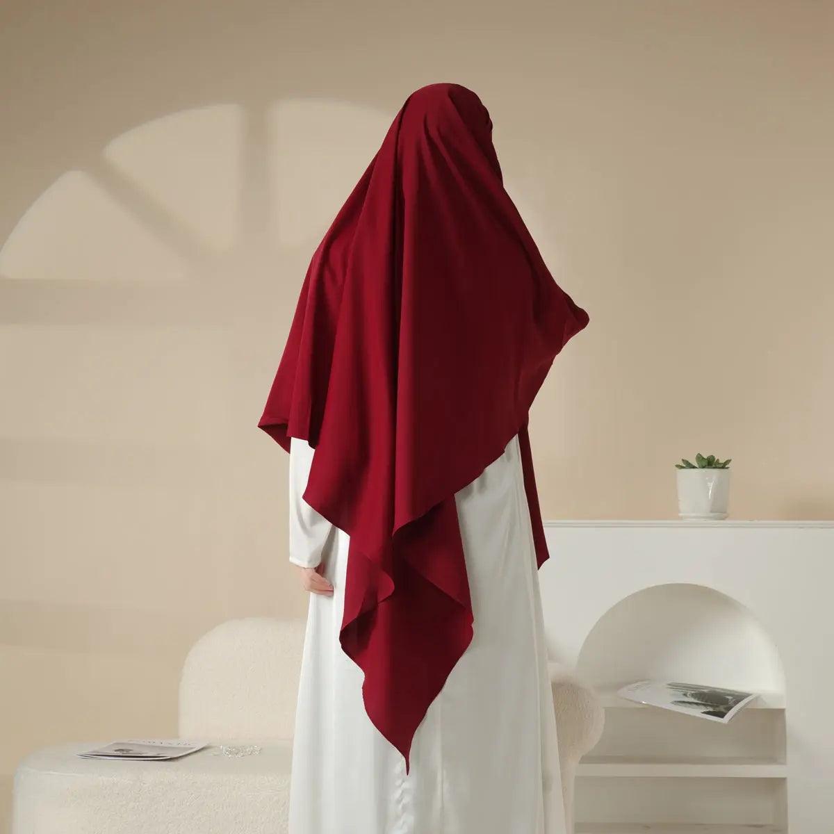 MK001 Niqab Attached 1-Layer Nida Plain Khimar