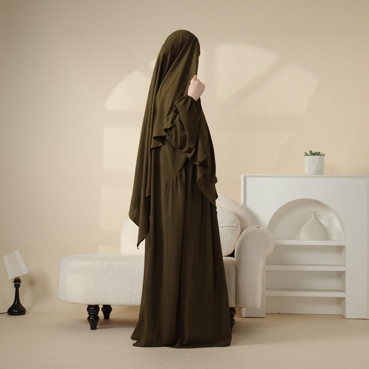Elegant 2-Piece Crepe Abaya & Khimar Set (MK008)