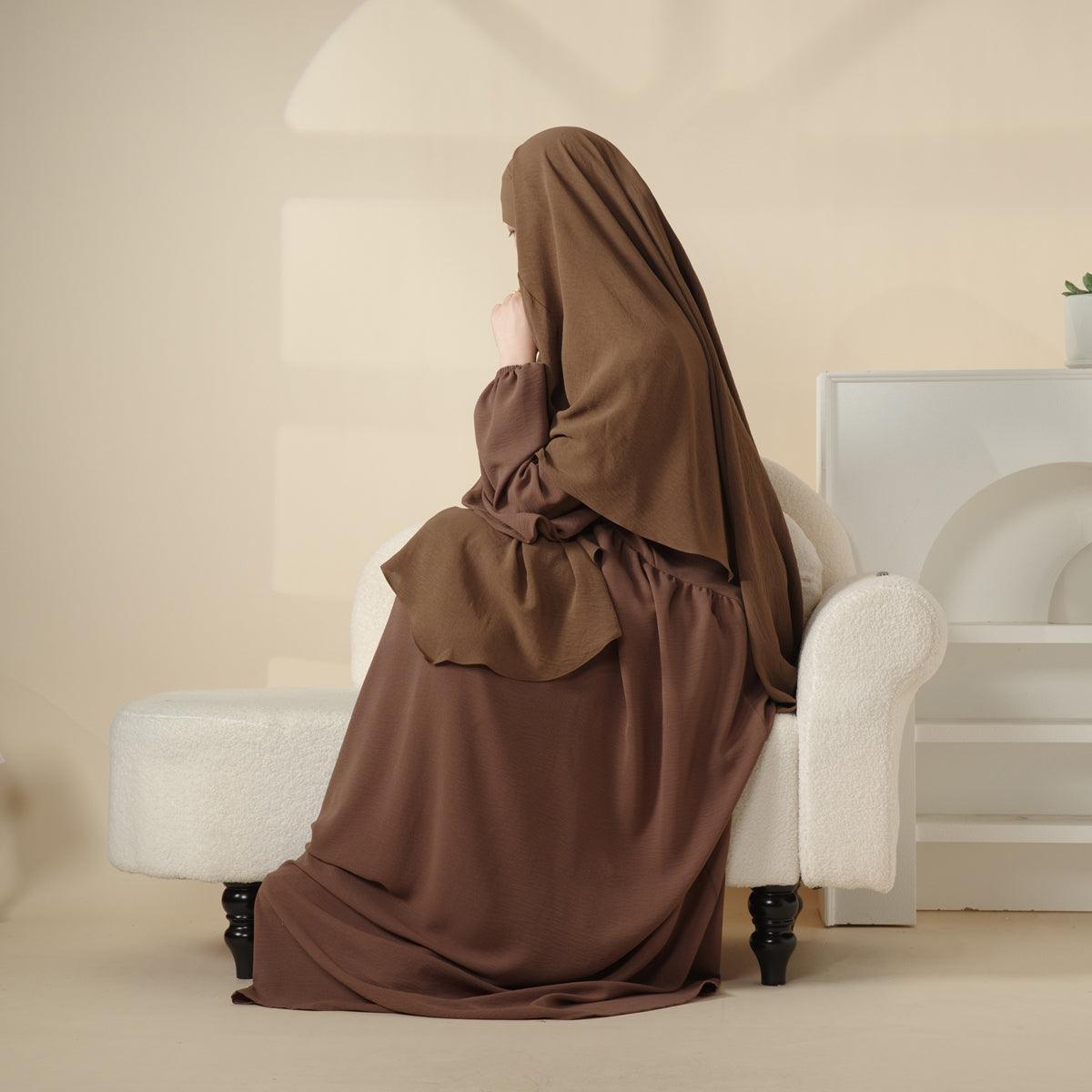 Elegant 2-Piece Crepe Abaya & Khimar Set (MK008)