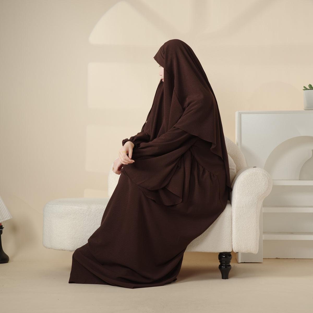 Elegant 2-Piece Crepe Abaya & Khimar Set (MK008)