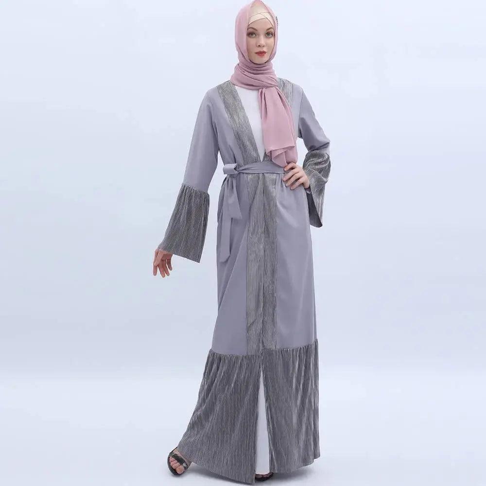 MO 001 Trumpet Sleeve Open Abaya With Pleated Design