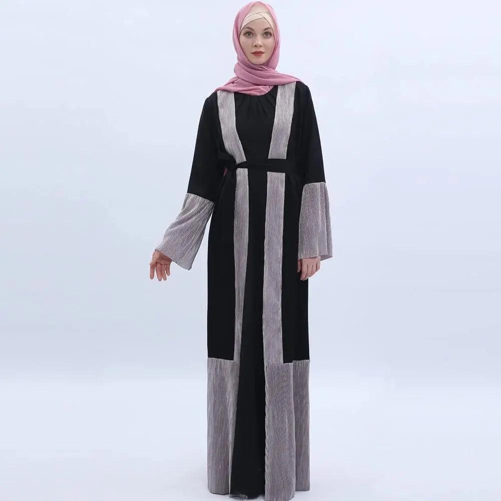 MO 001 Trumpet Sleeve Open Abaya With Pleated Design