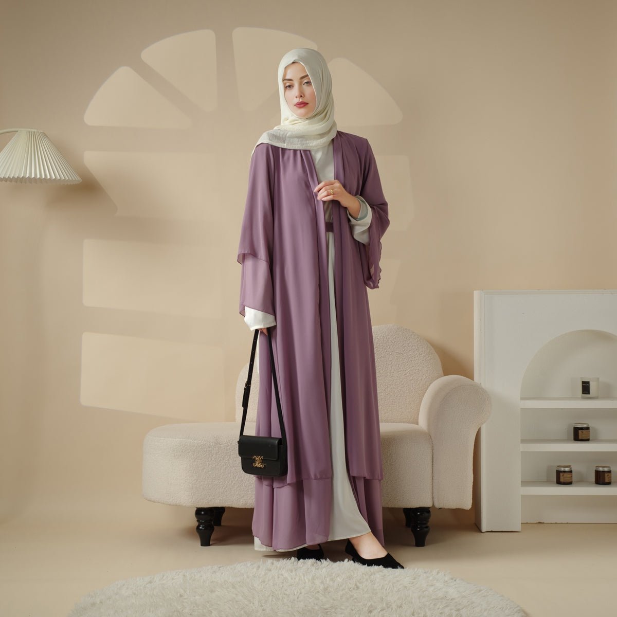 Stylish Chiffon Muslim Set Abaya (MOA008)