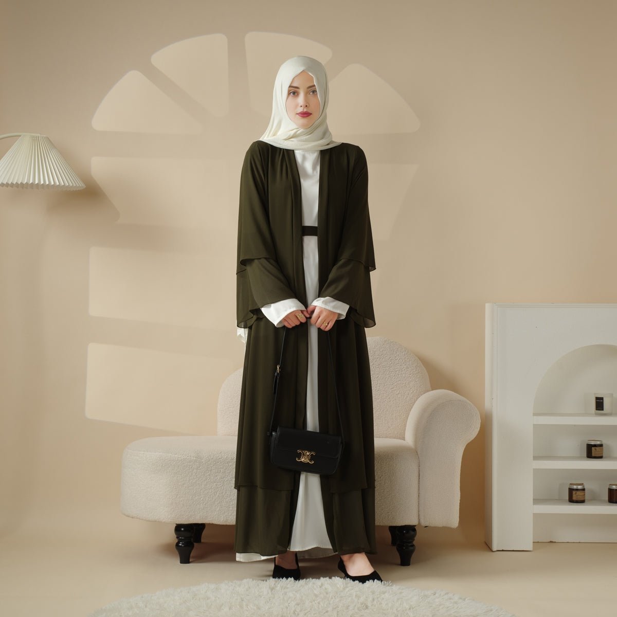 Stylish Chiffon Muslim Set Abaya (MOA008)
