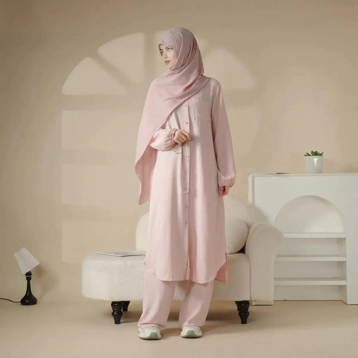 Casual Retro Shirt with Loose Long Pants 2-Piece Set (MOA020)