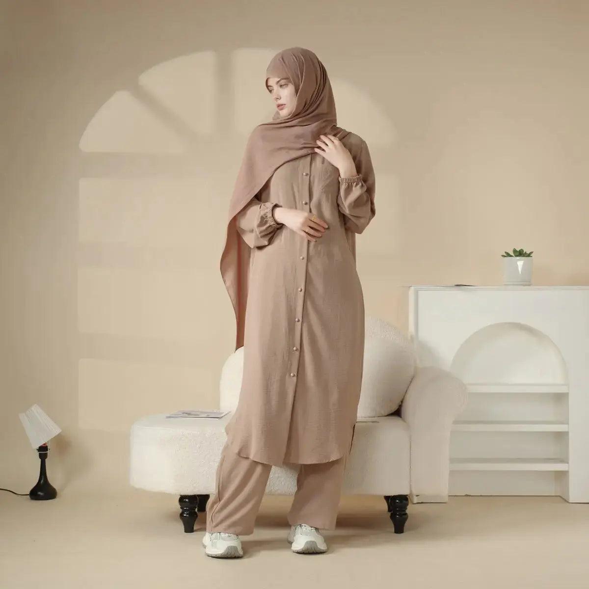 Casual Retro Shirt with Loose Long Pants 2-Piece Set (MOA020)