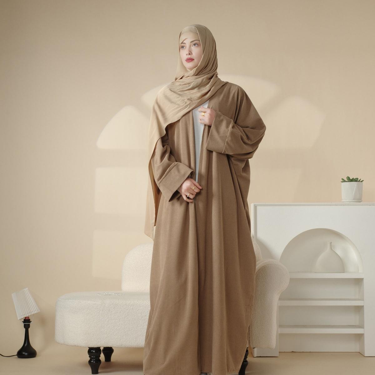 Corduroy Cardigan Open Abaya (MOA028)