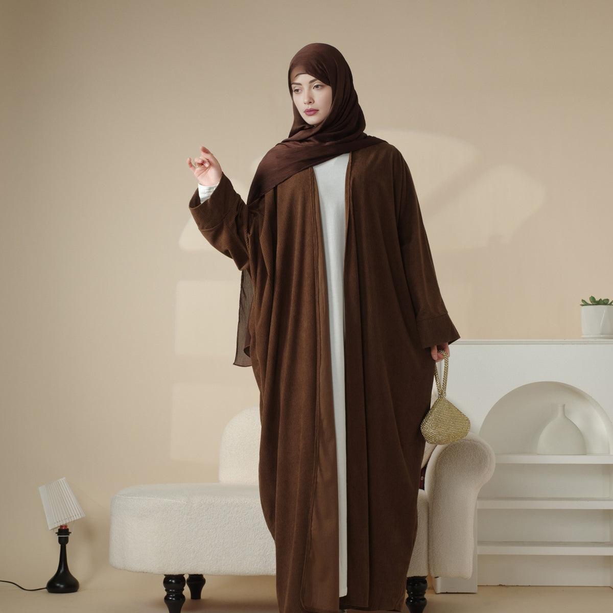 Corduroy Cardigan Open Abaya (MOA028)