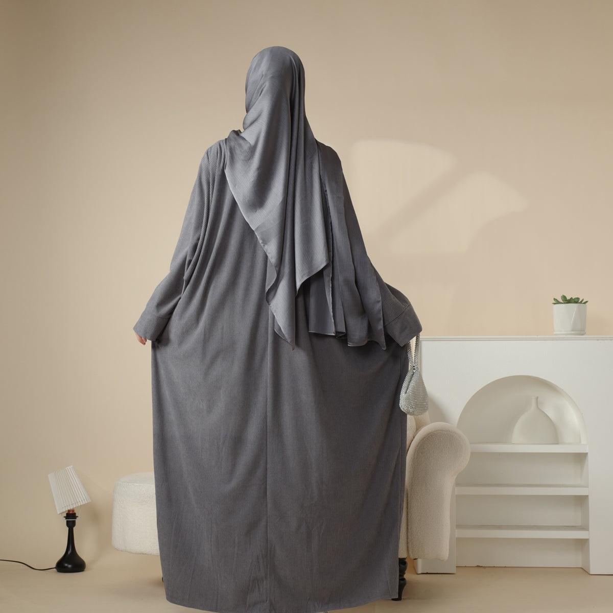 Corduroy Cardigan Open Abaya (MOA028)