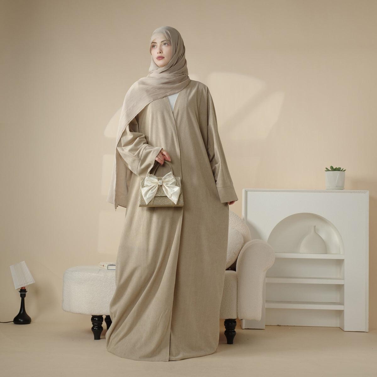 Corduroy Cardigan Open Abaya (MOA028)