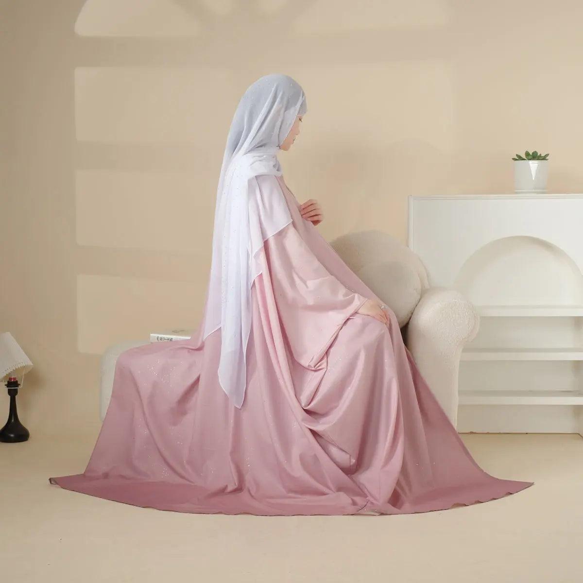 Glitter Gradient Polyester Abaya Set 4-Piece (MOA036)