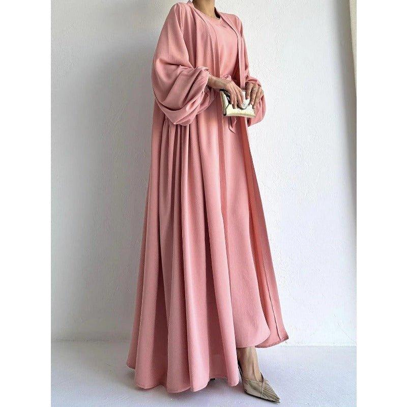 Loose Lantern Sleeve Abaya 3-Piece Set(MOA050)
