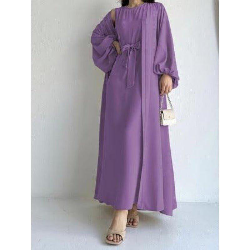 Loose Lantern Sleeve Abaya 3-Piece Set(MOA050)
