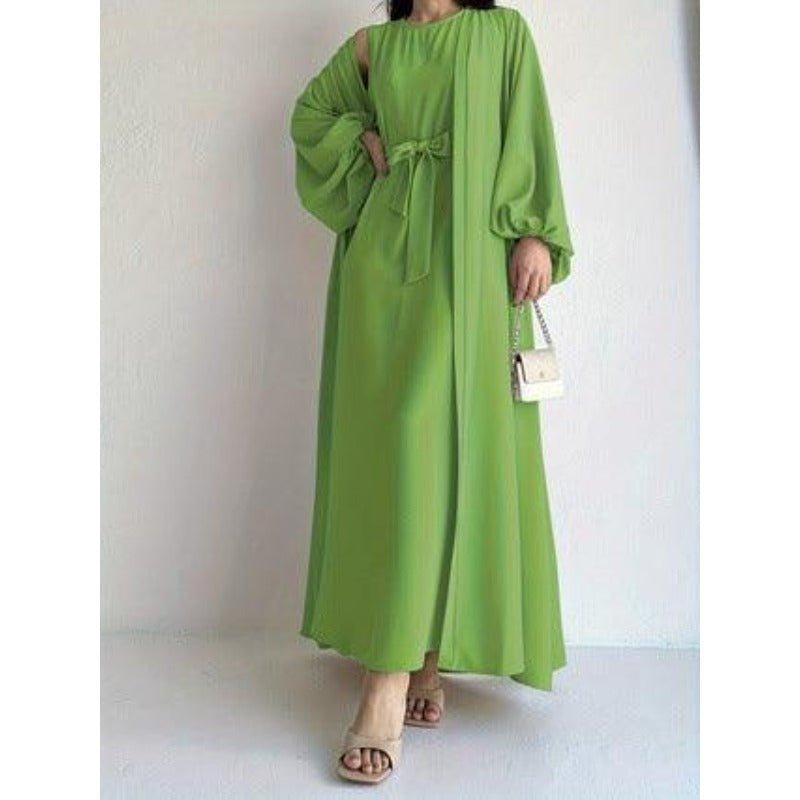 Loose Lantern Sleeve Abaya 3-Piece Set(MOA050)
