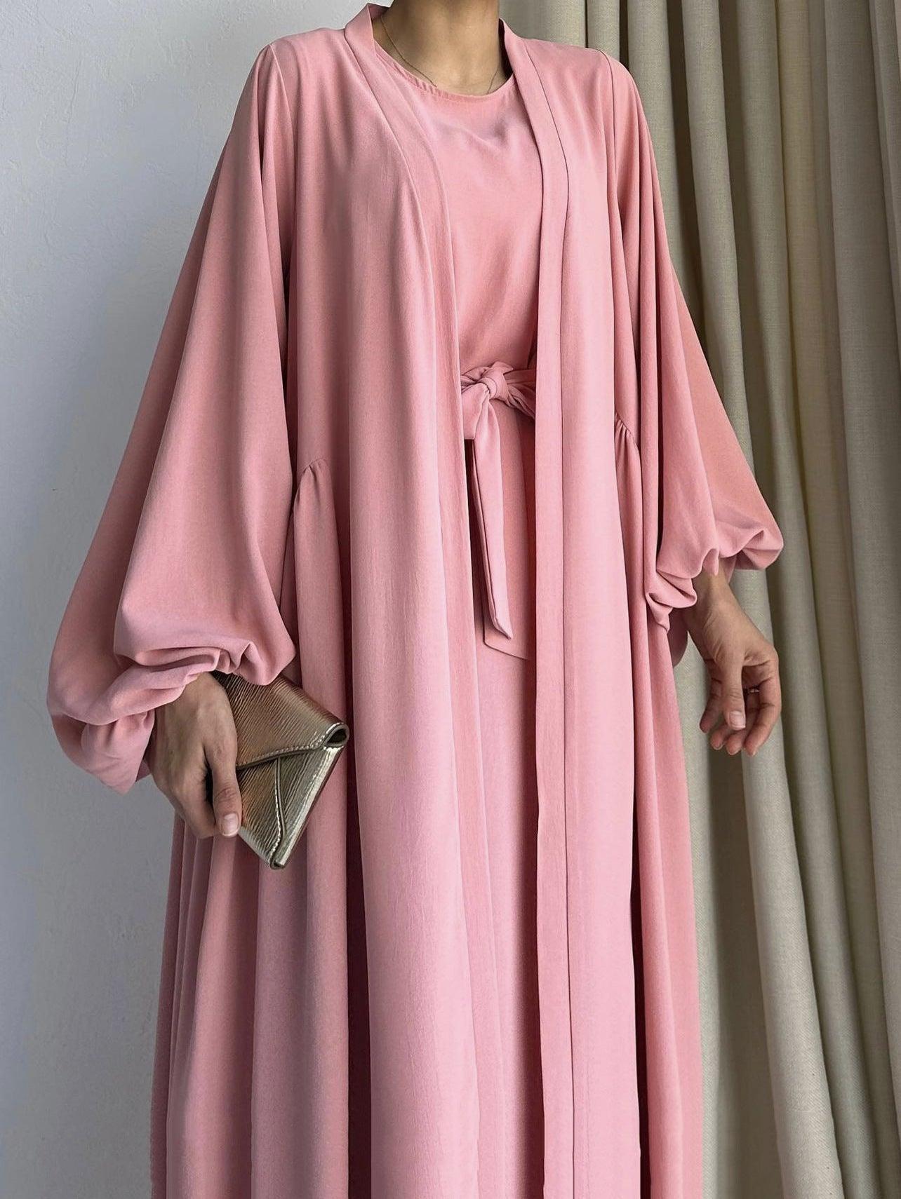 Loose Lantern Sleeve Abaya 3-Piece Set(MOA050)