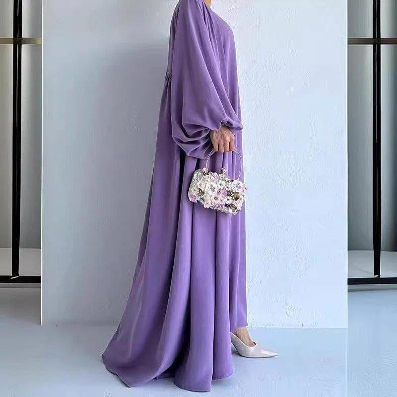 Loose Lantern Sleeve Abaya 3-Piece Set(MOA050)