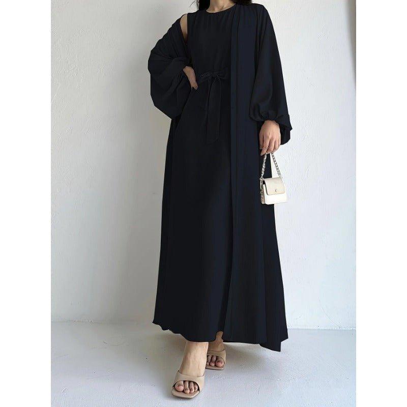 Loose Lantern Sleeve Abaya 3-Piece Set(MOA050)