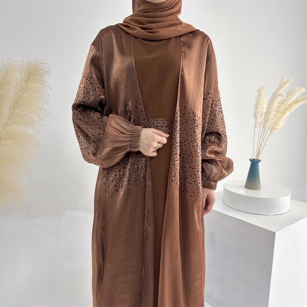 Wave Bubble Sleeve Abaya 4-Piece Set (MOA057)