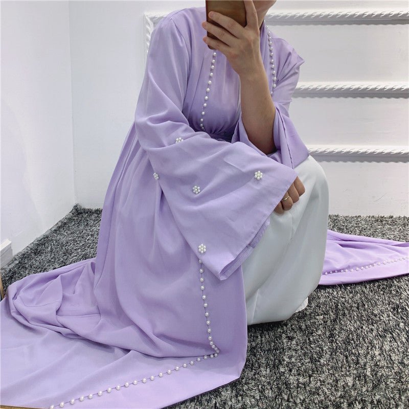 Beaded Open Abaya - Elegant & Temperament With Matching Belt (MOA090)