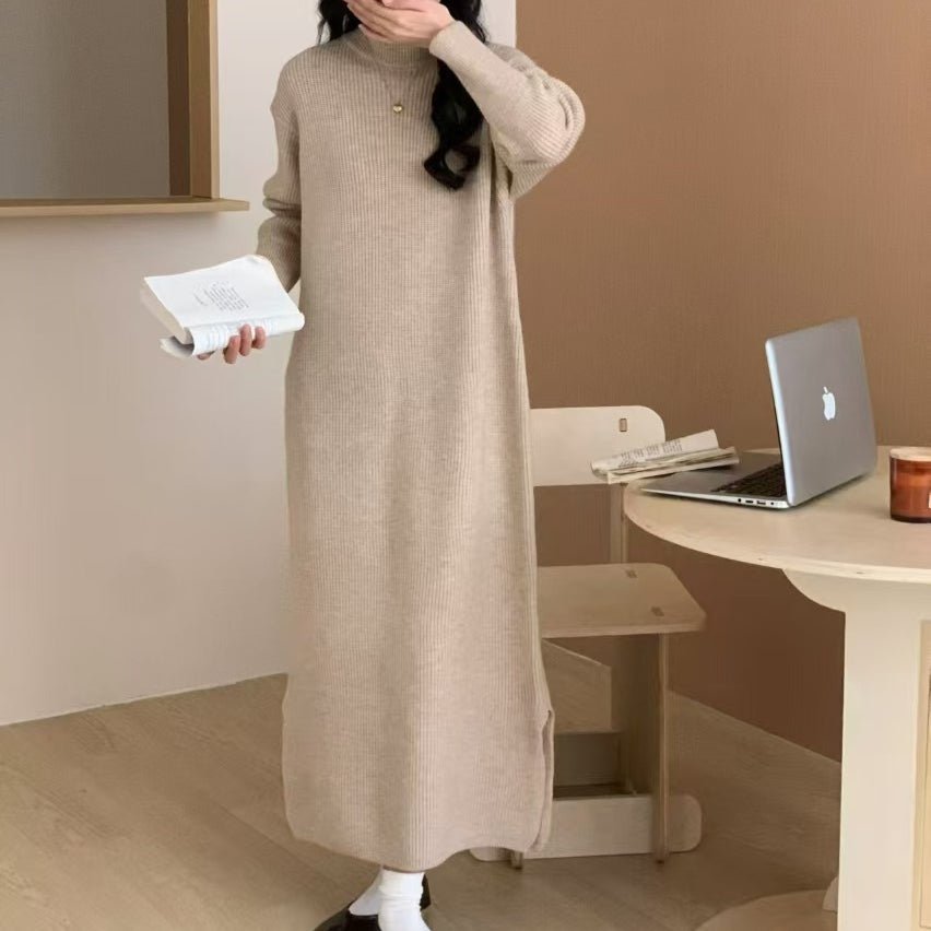 Mock Neck Ribbed Knit Maxi Dress(MS158)