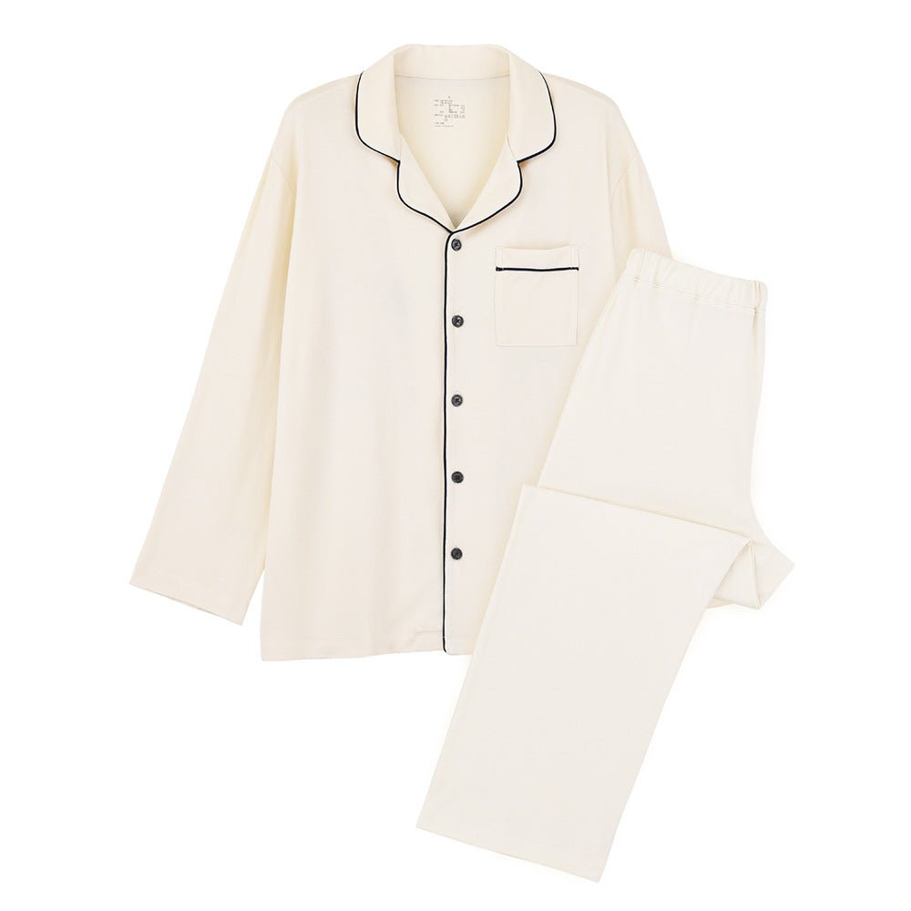 Modal Mixed Cotton Knitted Pajamas Couple Loungewear Set Soft and Smooth (MS085)