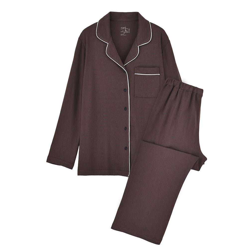 Modal Mixed Cotton Knitted Pajamas Couple Loungewear Set Soft and Smooth (MS085)