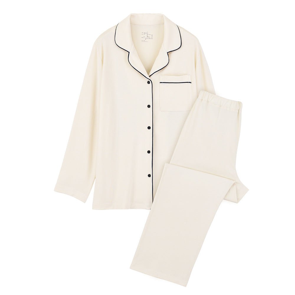 Modal Mixed Cotton Knitted Pajamas Couple Loungewear Set Soft and Smooth (MS085)