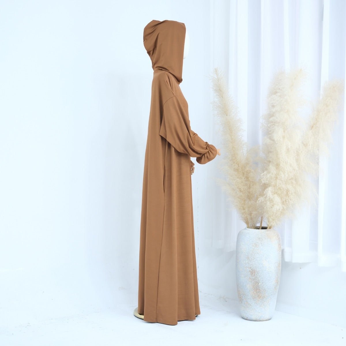 Modest Casual Hooded Abaya Collection | Tone Robes with Bubble Sleeves (MJ021)