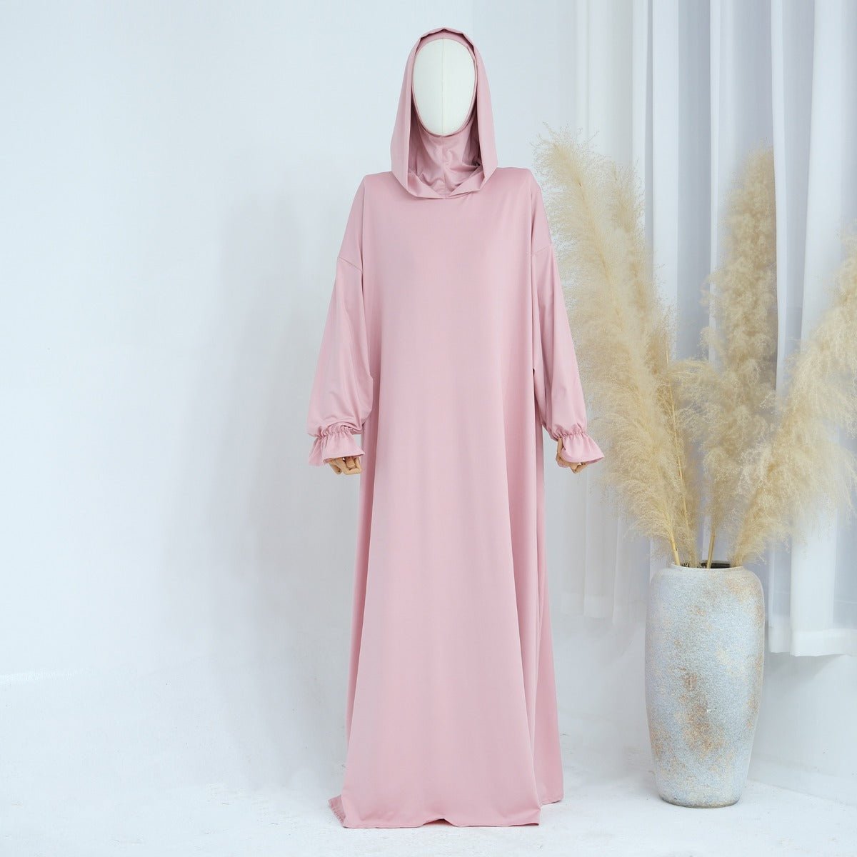 Modest Casual Hooded Abaya Collection | Tone Robes with Bubble Sleeves (MJ021)