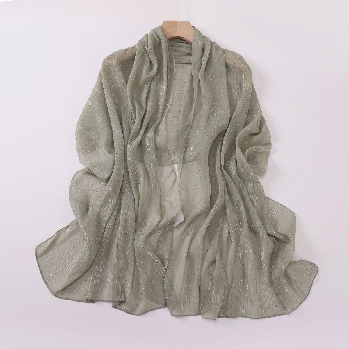Modest Elegance Silver Crinkle Drape Hijab with Rhinestones (MH155)