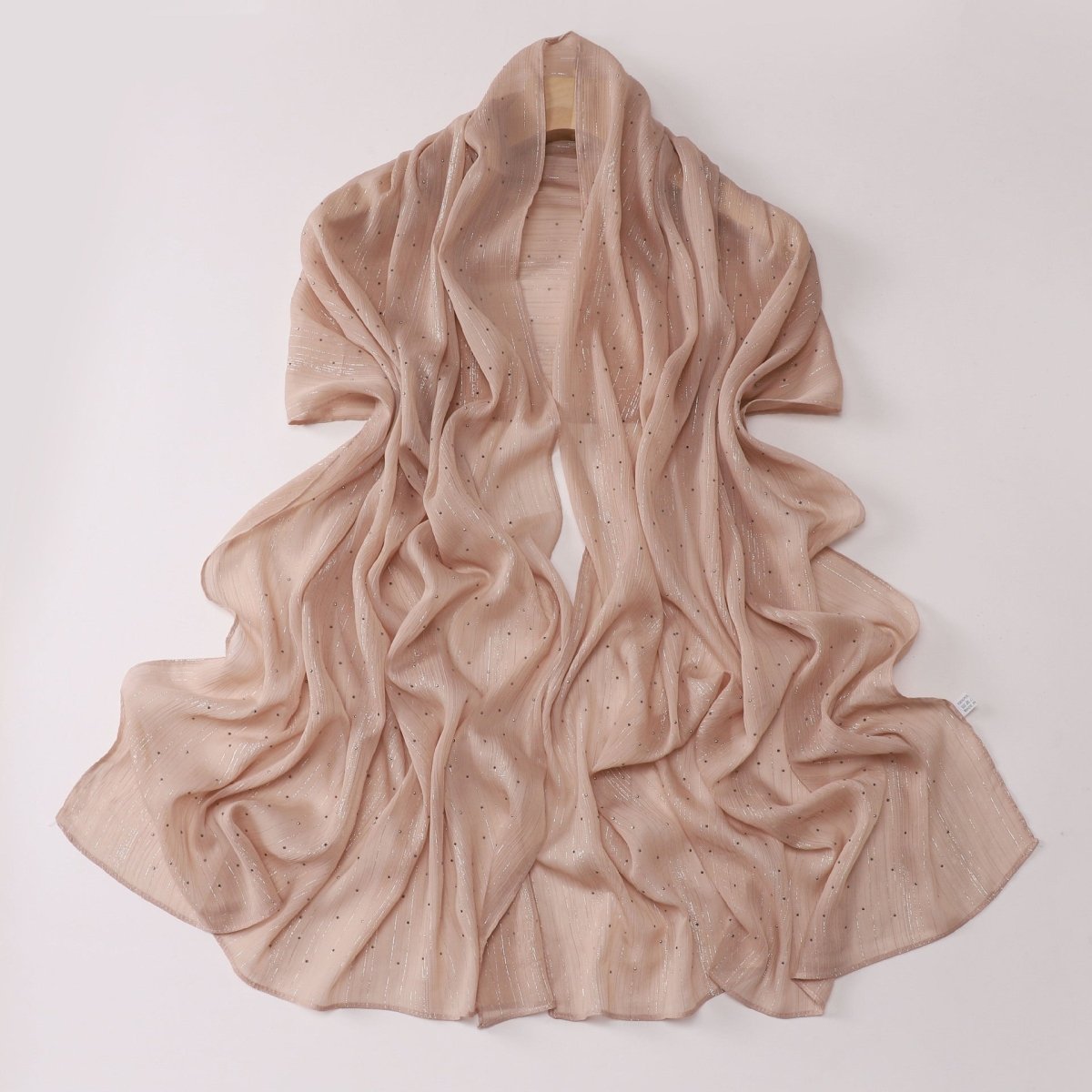 Modest Elegance Silver Crinkle Drape Hijab with Rhinestones (MH155)