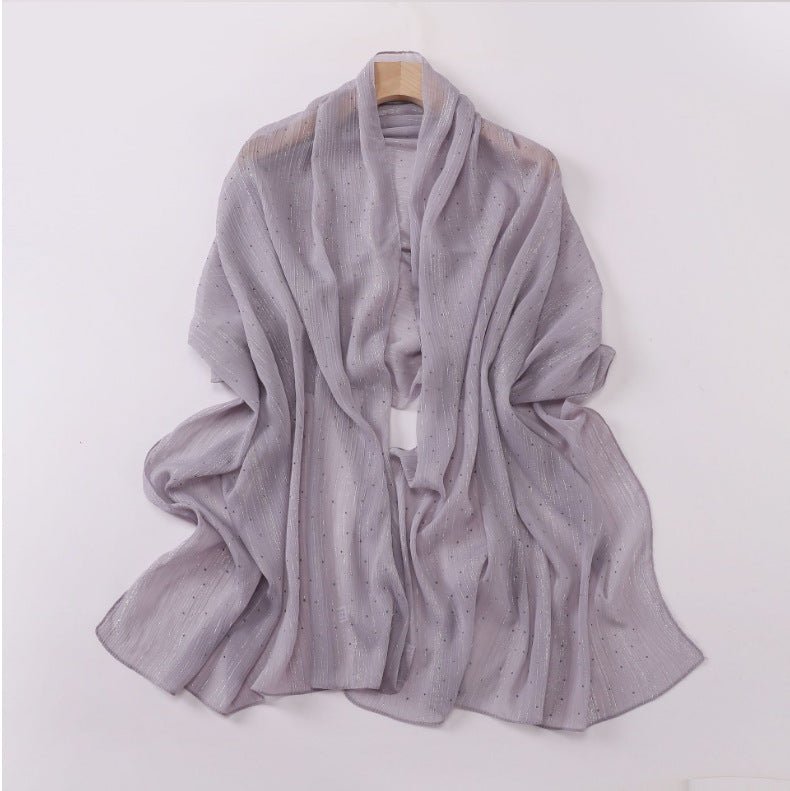 Modest Elegance Silver Crinkle Drape Hijab with Rhinestones (MH155)
