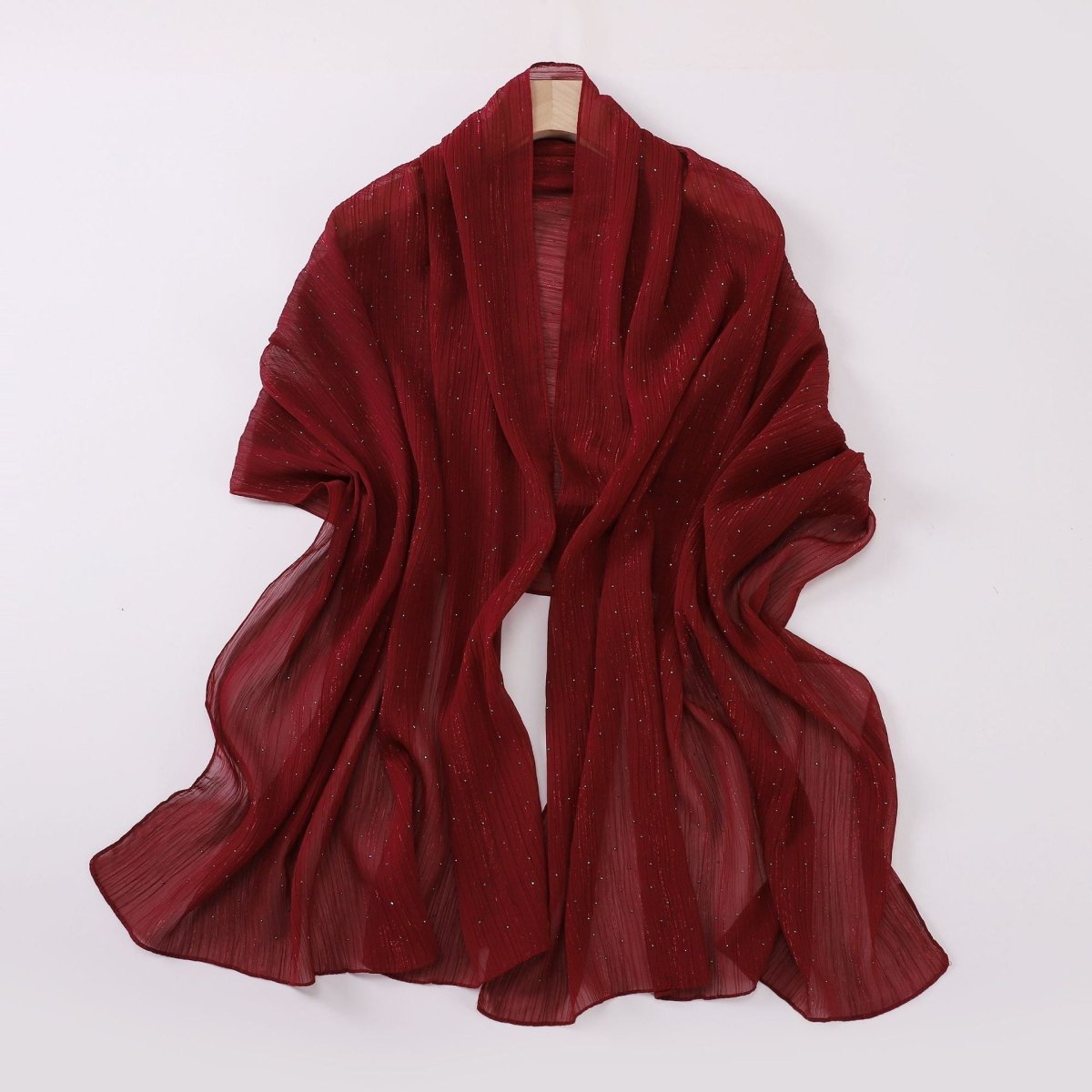 Modest Elegance Silver Crinkle Drape Hijab with Rhinestones (MH155)