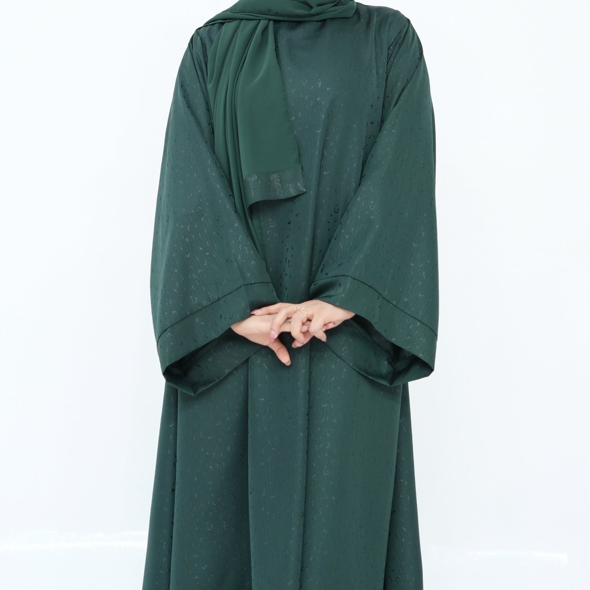 Modest Elegant Dress 3D Textured Printer with Flared Sleeves(MOA210)