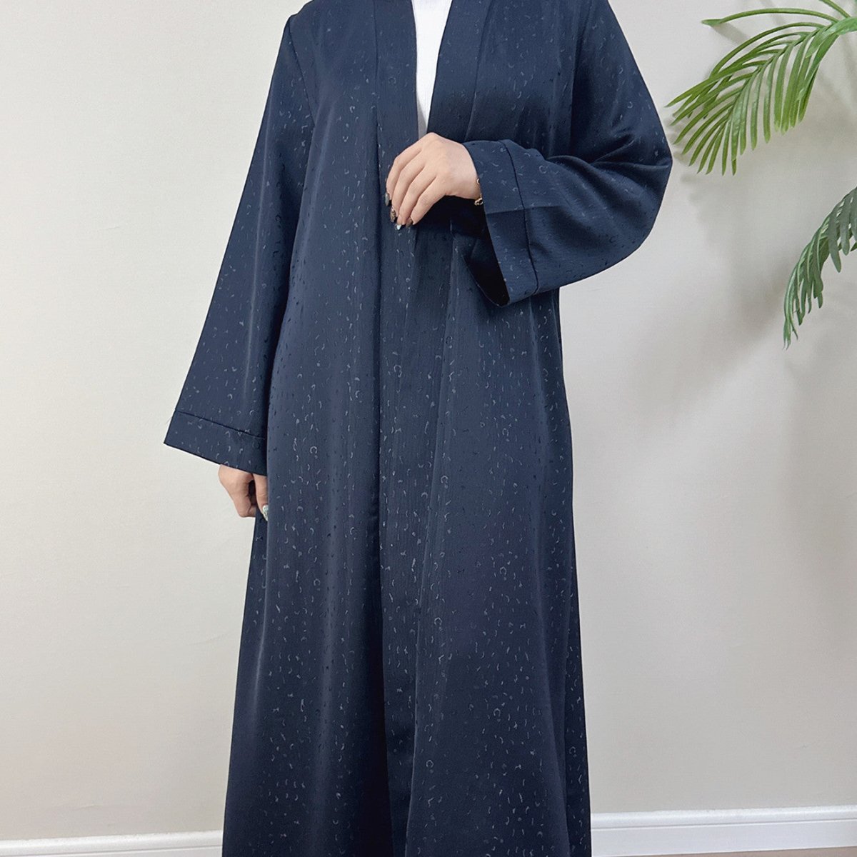 Modest Elegant Dress 3D Textured Printer with Flared Sleeves(MOA210)