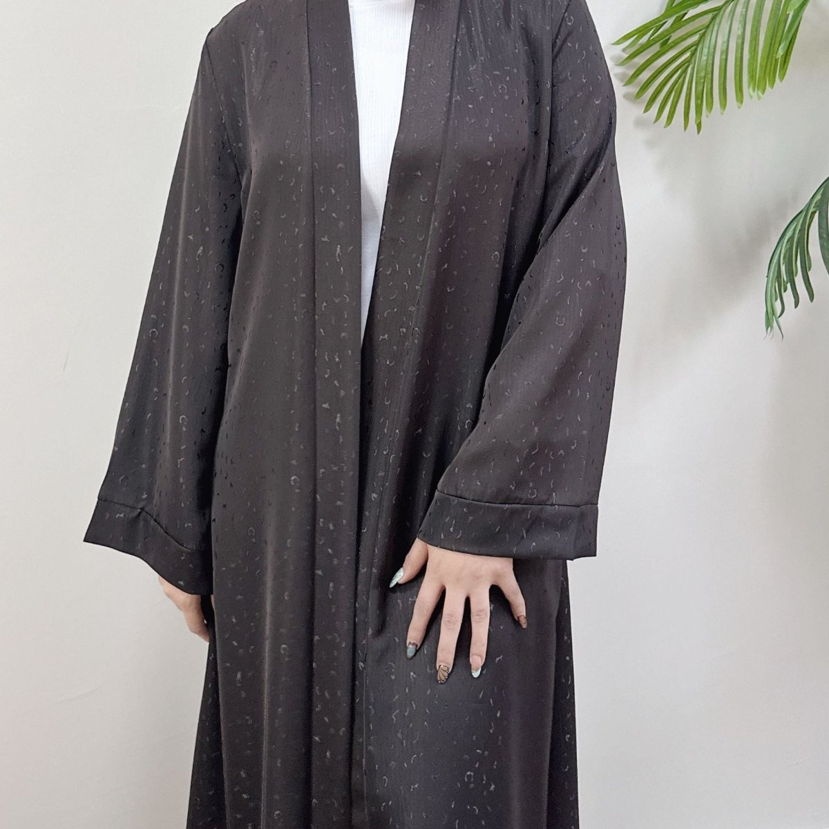 Modest Elegant Dress 3D Textured Printer with Flared Sleeves(MOA210)