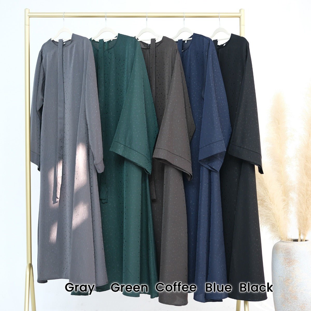 Modest  Elegant Solid Color Abaya Robe with Wide Sleeves & Detachable Belt(MA279)