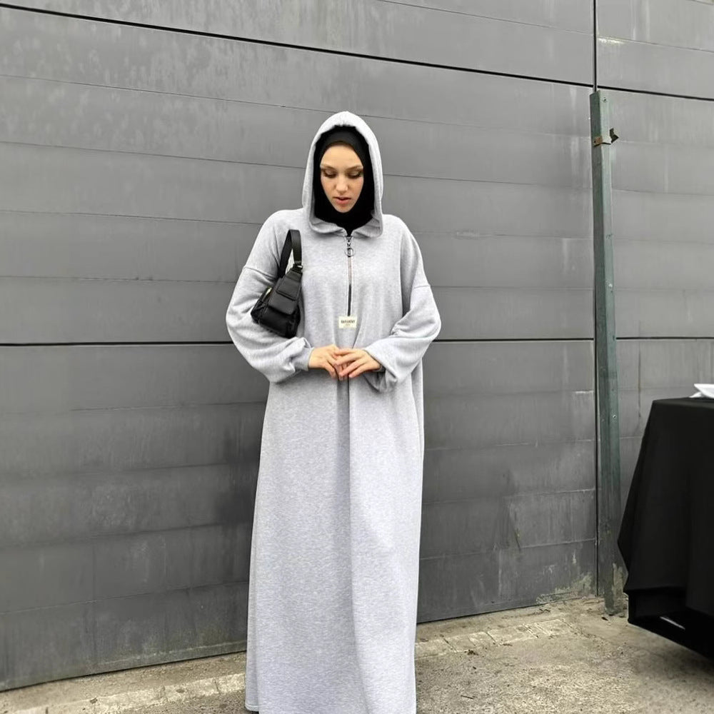Modest Hooded Dress | Muslim Women's Long Sleeve  Casual Abaya (MA257)