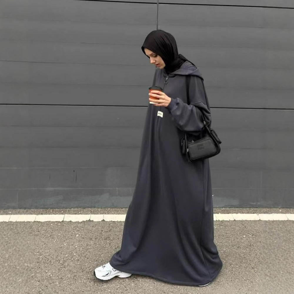 Modest Hooded Dress | Muslim Women's Long Sleeve  Casual Abaya (MA257)