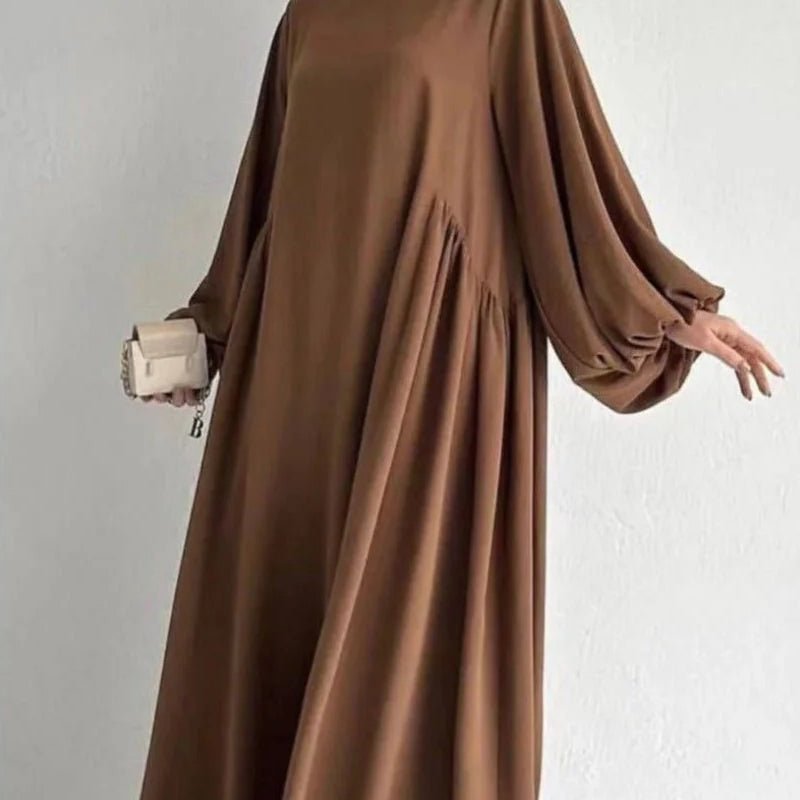 Modest Loose Fit Abaya with Lantern Sleeves | Ice Crepe Pullover Abaya (MA153)
