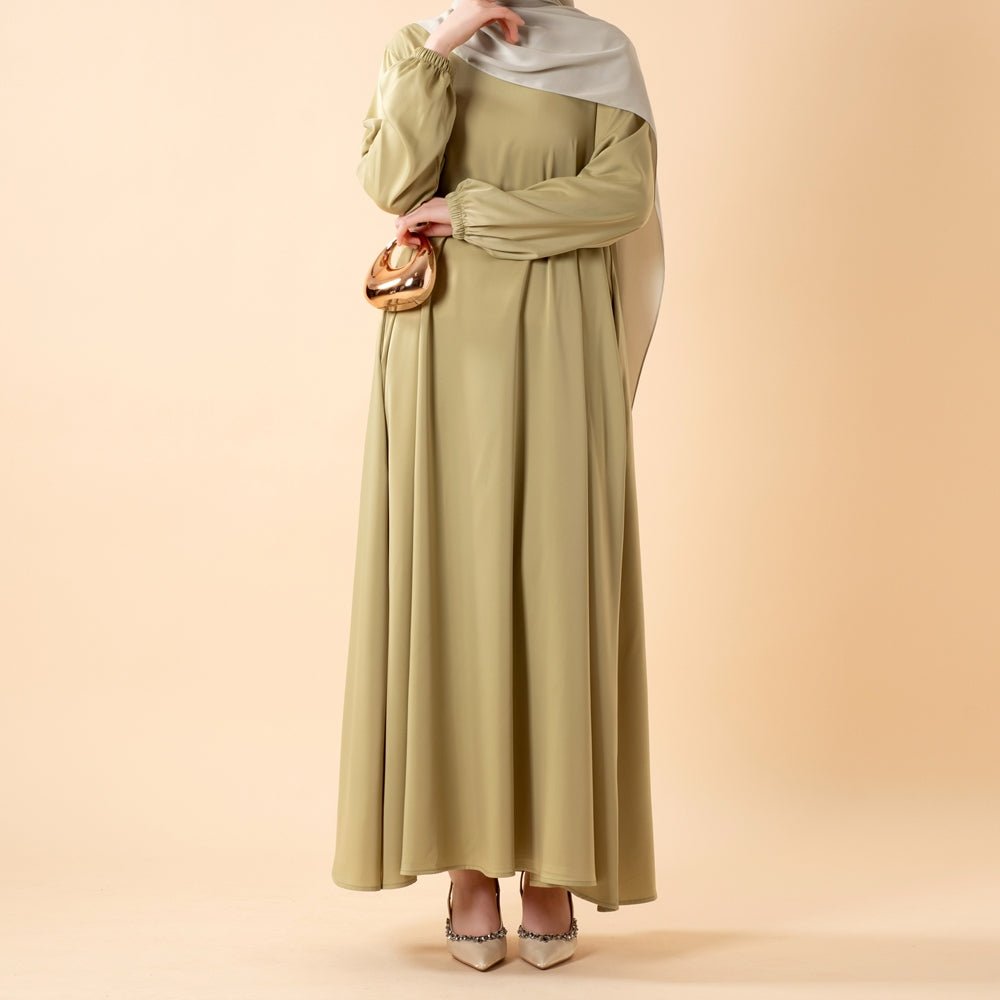 Modest Luxury Premium Satin Abaya | Umbrella Cut A-Line Abaya with Pockets (MA311)