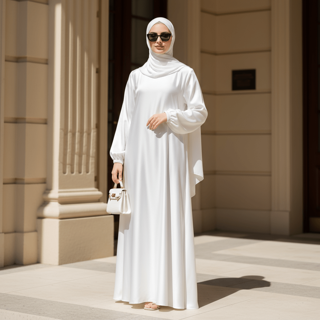 Modest Luxury Premium Satin Abaya | Umbrella Cut A-Line Abaya with Pockets (MA311)